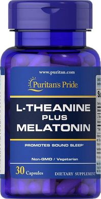 L-теанин плюс мелатонин L-Theanine Plus Melatonin Puritan's Pride 30 капсул