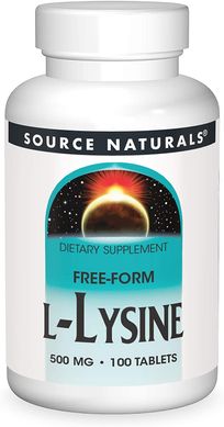 Лизин L-Lysine Source Naturals 1000 мг 100 таблеток