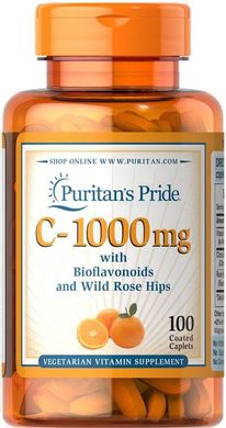 Фотография - Витамин С с биофлавоноидами Vitamin C Puritan's Pride шиповник 1000 мг 100 каплет