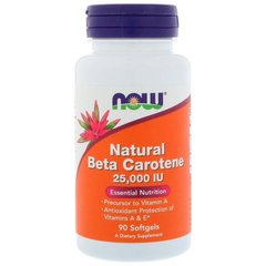 Бета каротин Beta Carotene Now Foods 25000 МО 90 капсул