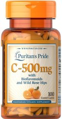 Фотография - Вітамін С з біофлавоноїдами Vitamin C Puritan's Pride шипшина 500 мг 250 каплет