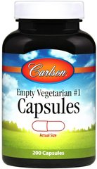 Порожні рослинні капсули №1 Empty #1 Vegetarian Capsules Carlson Labs 200 капсул