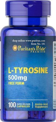 Фотография - L- тирозин L-Tyrosine Puritan's Pride 500 мг 100 капсул