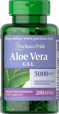 Алое вера екстракт Aloe Vera Extract Puritan's Pride 25 мг 100 гелевих капсул