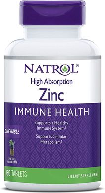 Цинк High Absorption Zinc Natrol ананас 60 жувальних таблеток