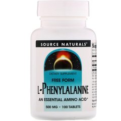Фотография - Фенілаланін L-Phenylalanine Source Naturals 500 мг 100 таблеток