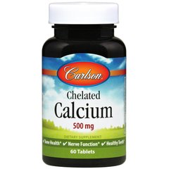 Кальцій хелат Chelated Calcium Carlson Labs 500 мг 60 таблеток