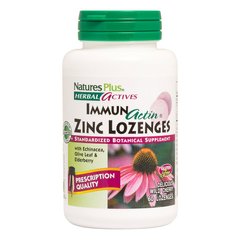 Цинк Herbal Actives ImmunActin Zinc Lozenges Nature's Plus вишня 60 леденцов