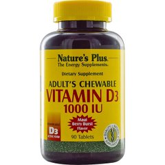 Фотография - Жувальний вітамін D3 для дорослих Adult`s Chewable Vitamin D3 Natures Plus 1000 МЕ 90 таблеток