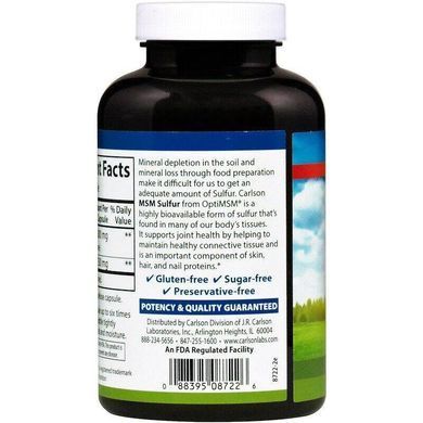 Фотография - МСМ MSM Sulfur Carlson Labs 1000 мг 180 капсул