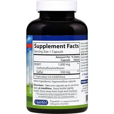Фотография - МСМ MSM Sulfur Carlson Labs 1000 мг 180 капсул
