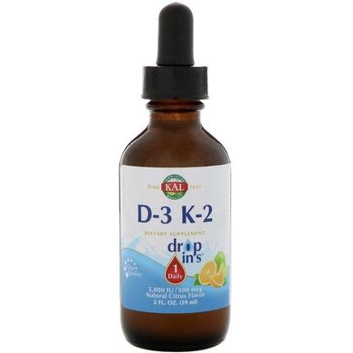 Фотография - Вітаміни D3 і K2 Vitamin D-3 K-2 KAL цитрус 59 мл