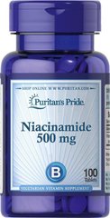 Вітамін В3 Ніацинамід Niacinamide Puritan's Pride 500 мг 100 таблеток