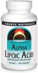 Альфа-липоевая кислота Alpha Lipoic Acid Source Naturals 50 мг 100 таблеток