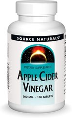 Яблучний cидровый оцет Apple Cider Vinegar Source Naturals 500 мг 180 таблеток