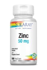 Хелатный цинк Zinc Solaray 50 мг 100 капсул