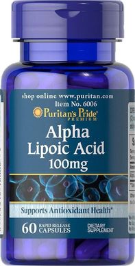 Альфа-липоевая кислота Alpha Lipoic Acid Puritan's Pride 100 мг 60 капсул