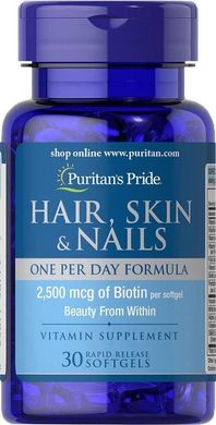Фотография - Формула для волос кожи ногтей Hair Skin & Nails One per day formula Puritan's Pride 60 капсул