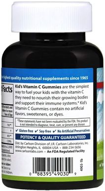Фотография - Витамин С для детей Kids Vitamin C Gummies Carlson Labs апельсин 125 мг 60 жевательніх конфет