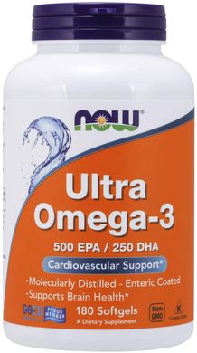 Фотография - Рыбий жир Омега 3 Ultra Omega 500 EPA/250 DHA Now Foods 180 капсул