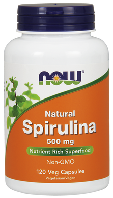 Фотография - Спирулина Spirulina Now Foods 500 мг 120 капсул