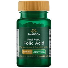 Фотография - Вітамін В9 Фолієва кислота Ultra Real Food Folic Acid Swanson 1000 мкг 100 капсул