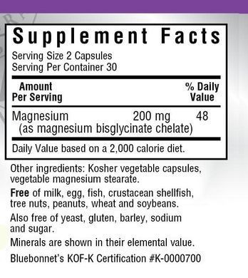 Хелатний Магній Chelated Magnesium Bluebonnet Nutrition 60 капсул
