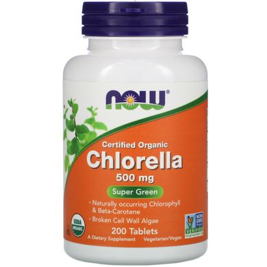 Фотография - Хлорелла Chlorella Now Foods органик 500 мг 200 таблеток