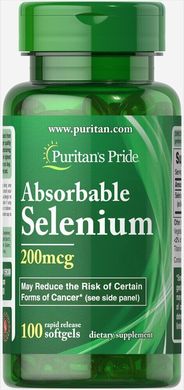 Абсорбируемый селен Absorbable Selenium Puritan's Pride 200 мкг 100 капсул