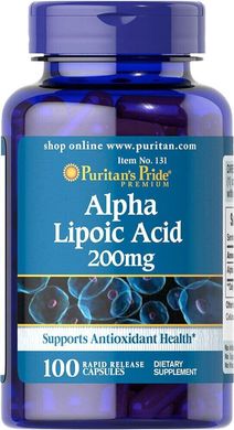 Альфа-липоевая кислота Alpha Lipoic Acid Puritan's Pride 200 мг 100 капсул