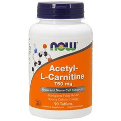 Фотография - Ацетил карнітин Acetyl-L Carnitine Now Foods 750 мг 90 таблеток