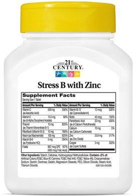 Комплекс вітаминів В + цинк Stress B with Zinc 21st Century 66 таблеток
