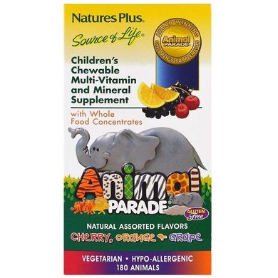 Фотография - Вітаміни для дітей Animal Parade Childrens Chewable Multi Nature's Plus асорті 180 тварин