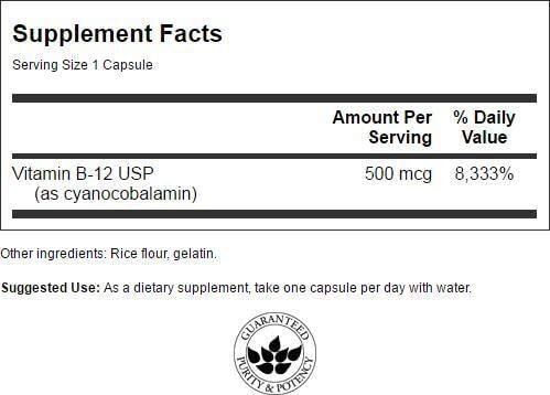 Витамин В12 Vitamin B12 Swanson 500 мкг 100 капсул