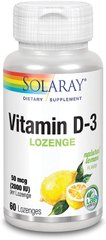 Фотография - Витамин D3 Vitamin D-3 Solaray 2000 МЕ лимон 60 леденцов