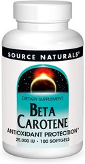 Бета Каротин Beta Carotene Source Naturals 25000 МО 100 капсул