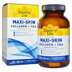 Колаген + Вітаміни Collagen + С&А Maxi-Skin Country Life 90 таблеток