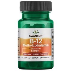 Витамин В12 метилкобаламин Ultra Vitamin B12 Methylcobalamin Swanson 2500 мкг вишня 60 таблеток