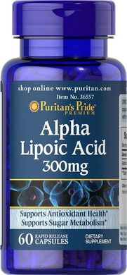 Альфа-липоевая кислота Alpha Lipoic Acid Puritan's Pride 300 мг 60 гелевых капсул