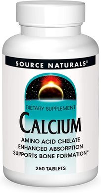 Кальций в аминокислотном хелате Calcium Amino Acid Chelate Source Naturals 250 таблеток