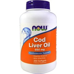 Фотография - Рыбий жир из печени трески Cod Liver Oil Now Foods 650 мг 250 капсул