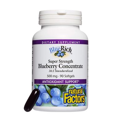 Концентрат черники Blueberry Concentrate Natural Factors 500 мг 90 капсул