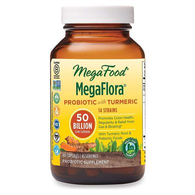 Пробиотики с куркумой MegaFlora Probiotic with Turmeric MegaFood 60 капсул
