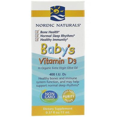 Фотография - Витамин D3 для маленьких детей Vitamin D3 Nordic Naturals 400 МЕ 11 мл