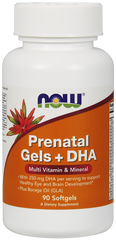 Витамины для беременных с рыбьим жиром Prenatal Gels + DHA Now Foods 90 капсул