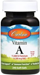 Фотография - Вітамін А Vitamin A Carlson Labs 15 000 МО 240 капсул