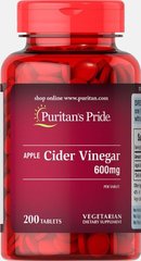 Фотография - Яблочный уксус Apple Cider Vinegar Puritan's Pride 600 мг 200 таблеток