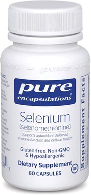 Селен селенометионин Selenium selenomethionine Pure Encapsulations 200 мкг 60 капсул