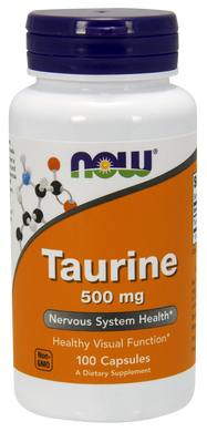 Таурин Taurine Now Foods 500 мг 100 капсул