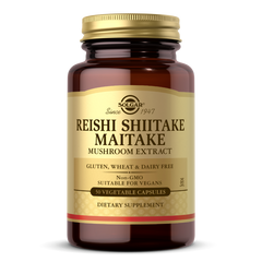 Лікувальні гриби рейші шиітаке і maitake смажені гриби Reishi Shiitake Maitake Solgar екстракт 50 капсул